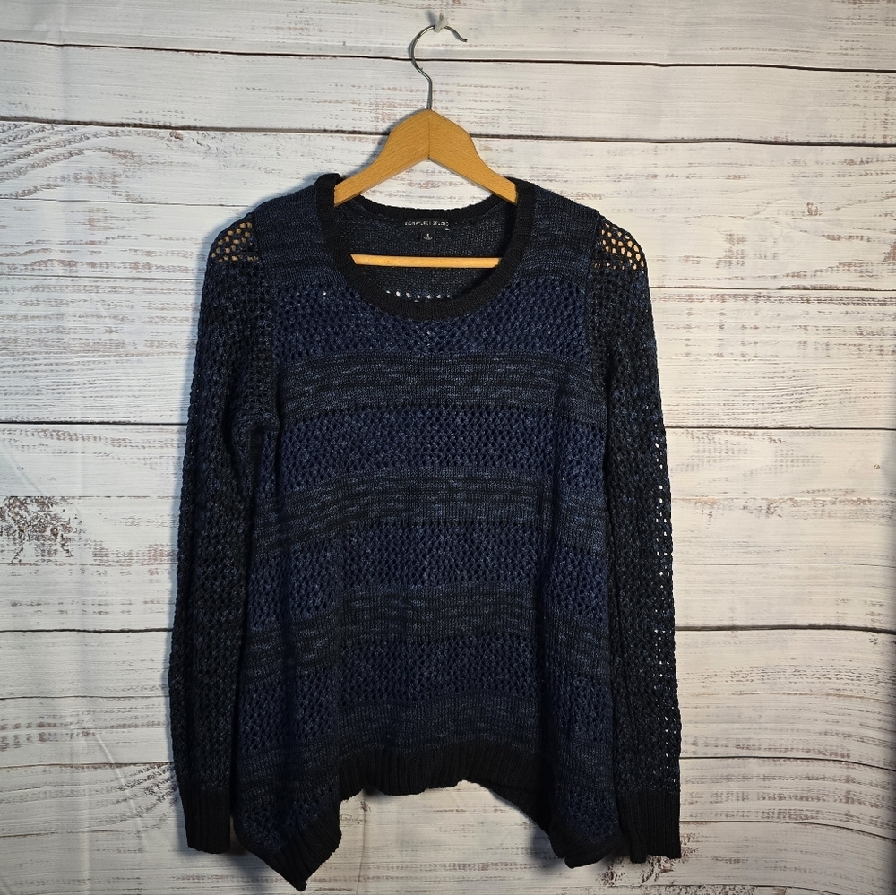 Signature Studio Casual Loose Knit‎ Sweater Navy And Black Womens Size Small